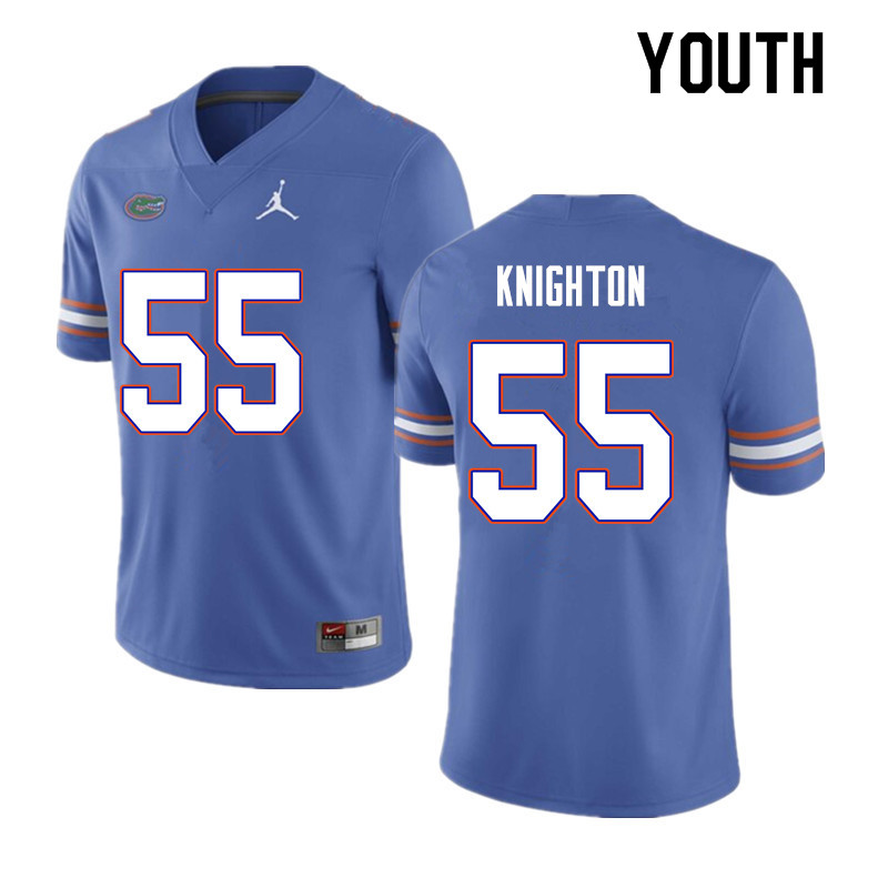 Youth #55 Hayden Knighton Florida Gators College Football Jerseys Sale-Blue - Click Image to Close